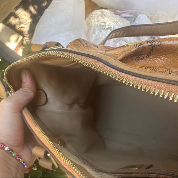 MCM cognac 2way Leather should/crossbody Bag with strap